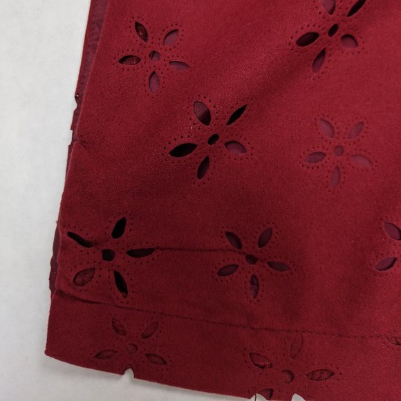 Coldwater Creek Red Floral Eyelet Slit Skirt 2X - Picture 3 of 6